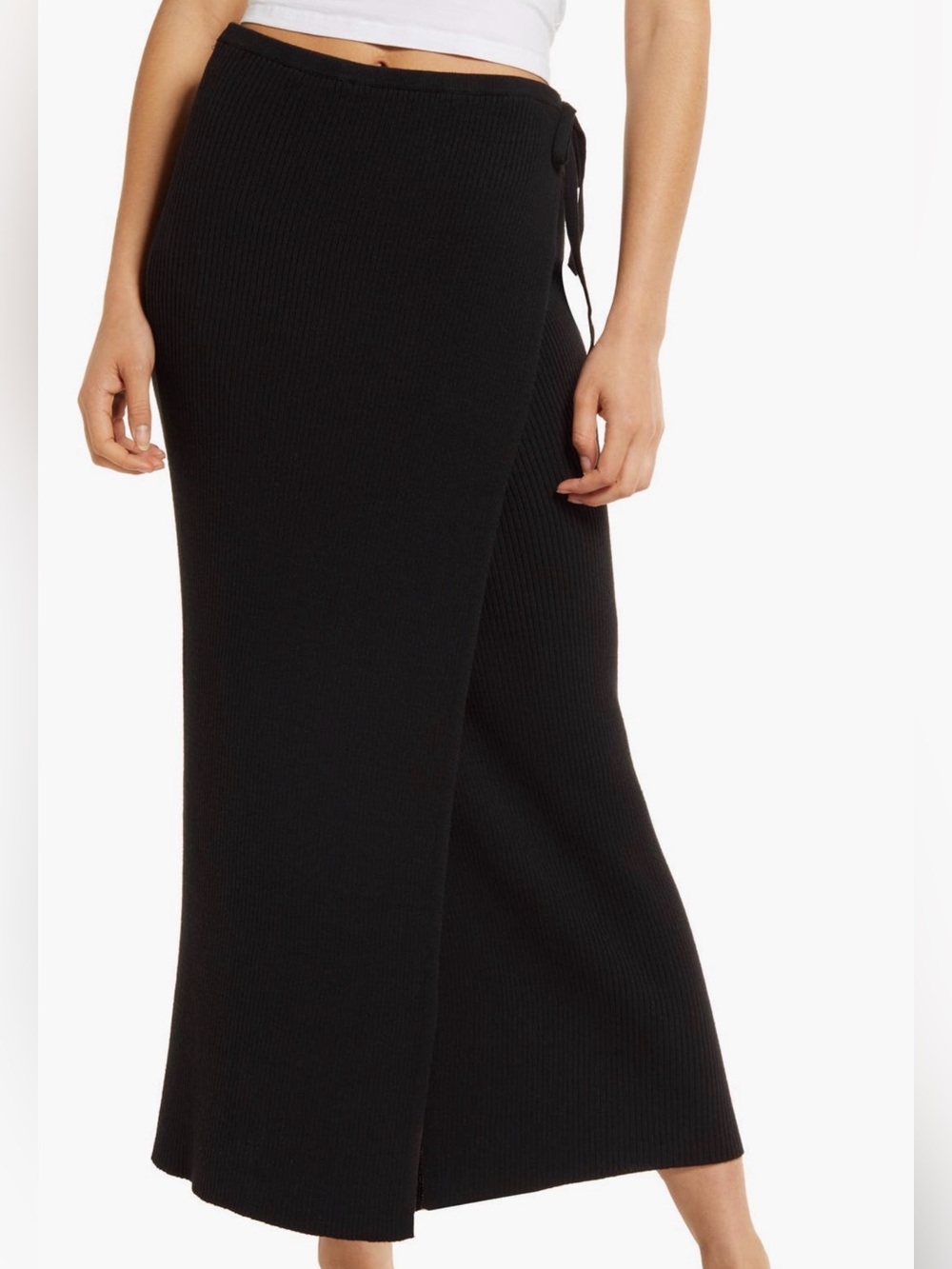 Free People Borderline Knit Wrap Midi Skirt